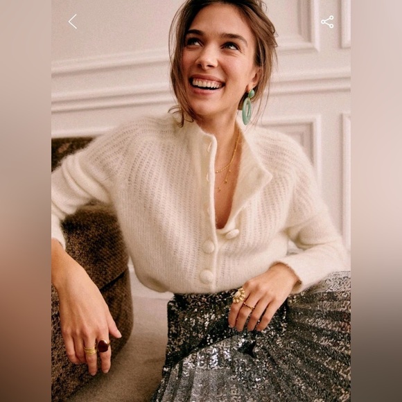 Sezane Dino silver sequins pleated skirt size 40 - Picture 3 of 15